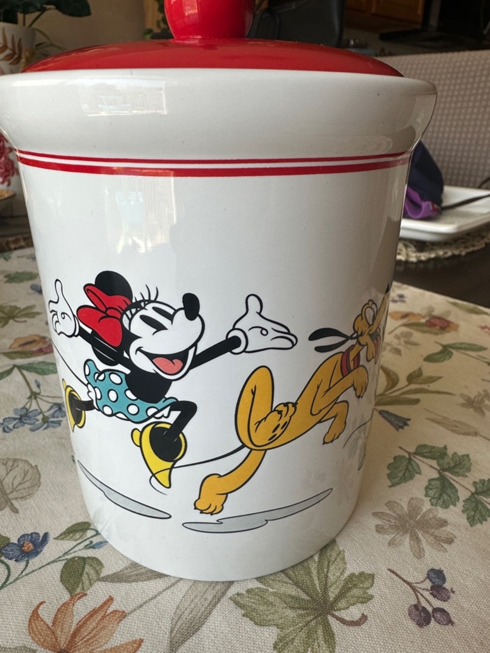 Mickey Mouse Ceramic Cookie Jar/Canister with Red Lid - Picture 2 of 9